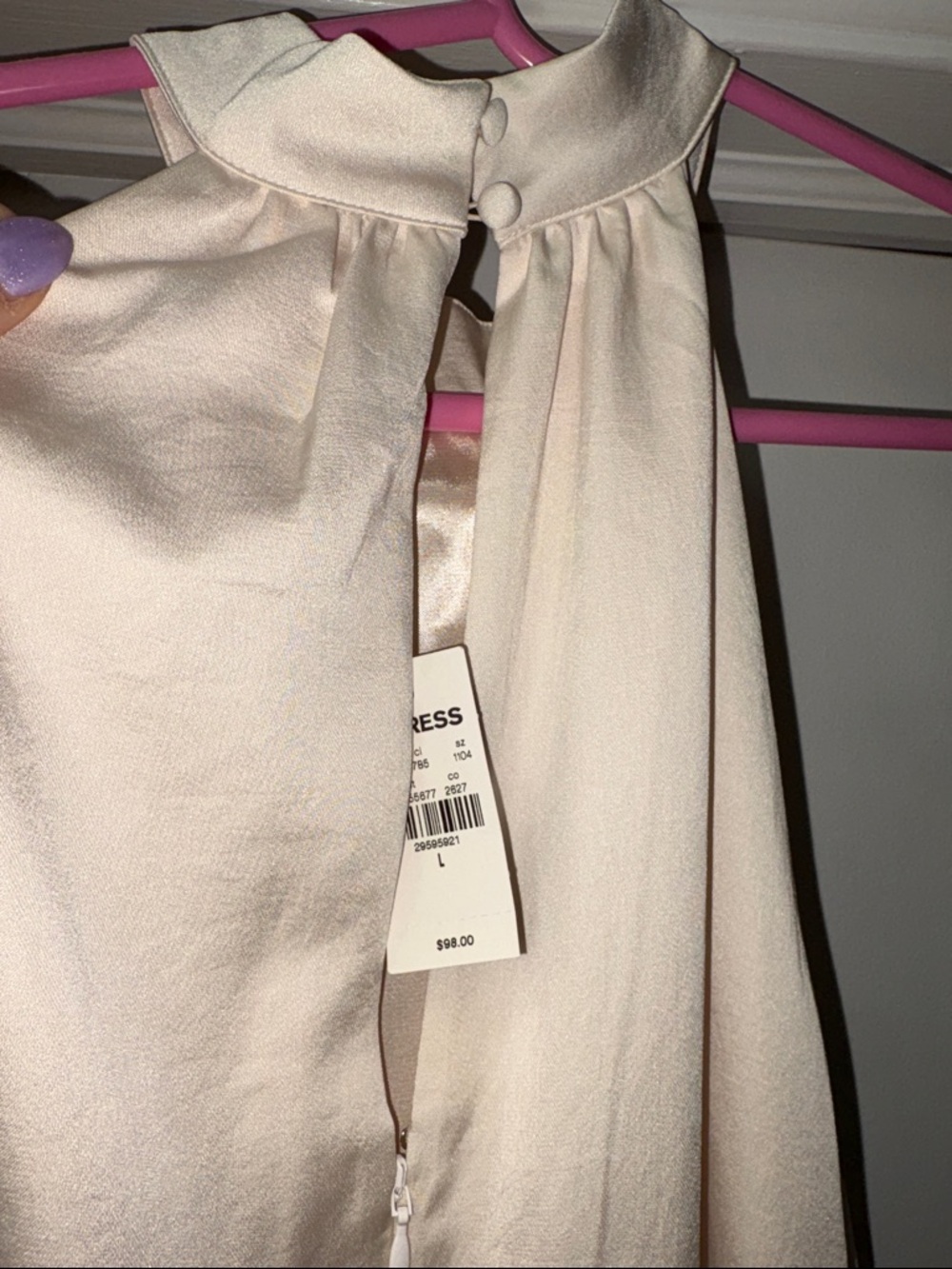 Express ivory(cream) High-Neck Midi Dress - Picture 4 of 5